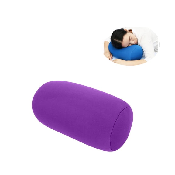 Round Cylinder Foam Particle Throw Pillow Soft Neck Support Bolster Pillow Portable Office Desk Nap Head Rest Cushion for Travel Home Sofa Bed