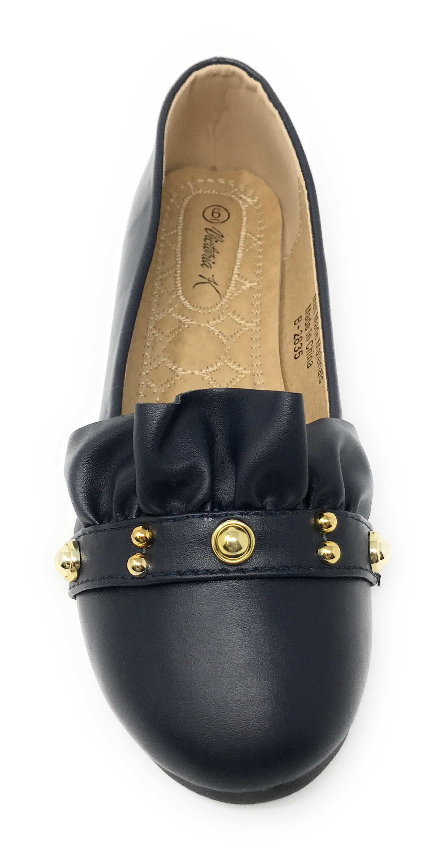 Victoria K Women's Ruffle With Gold studs Ballerina Flats