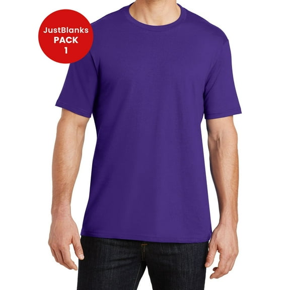 JustBlanks Men's An Effortless Perfect Weight Short Sleeve T-Shirt Shoulder to Shoulder Taping 100% Combed Cotton Crew Neck T-Shirt for Men - Purple - 4X-Large