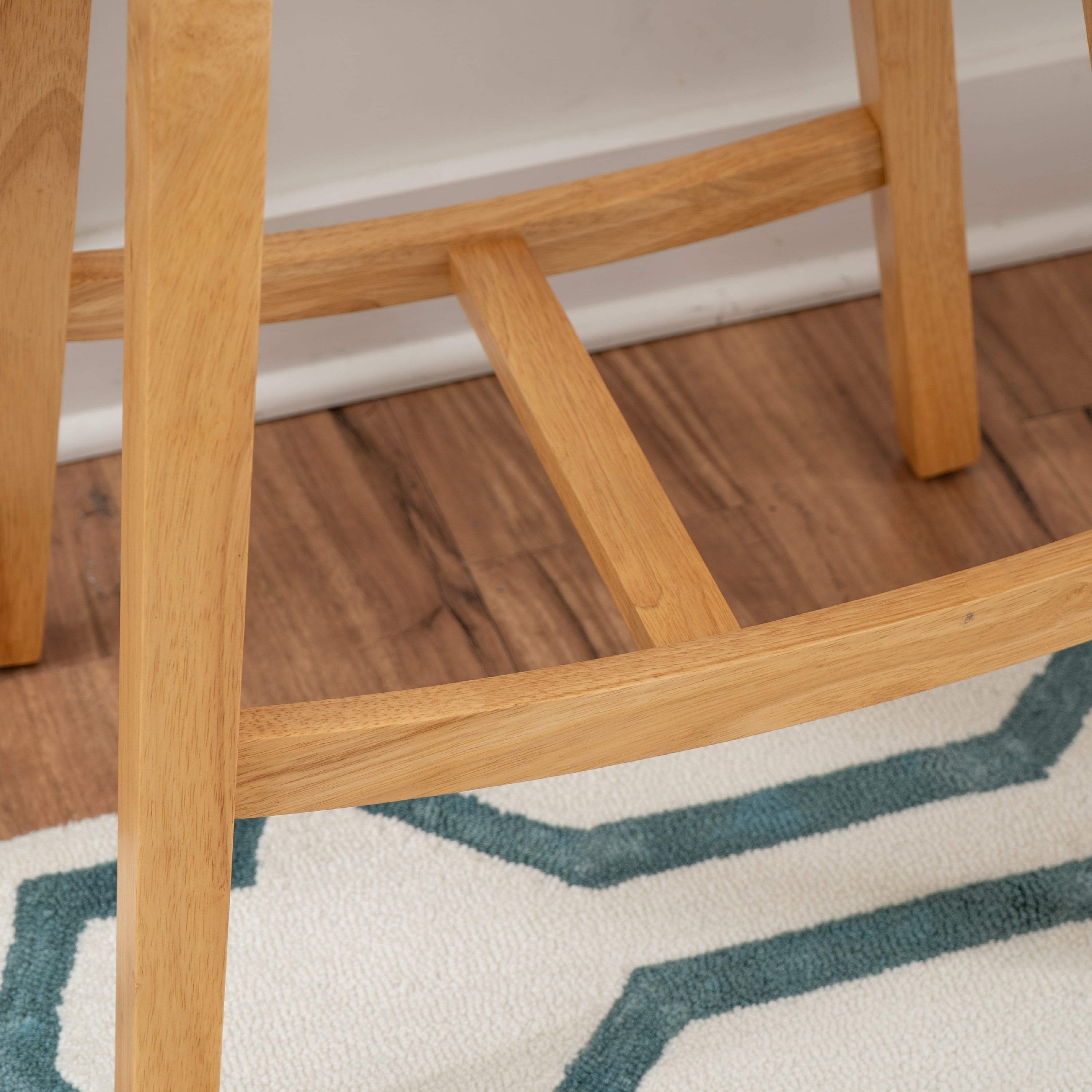 Linon Condal 26" Backless Wood Saddle Counter Stool, Set of 2, Natural