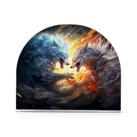 Wolves Fight Napkin Holder for Table Clear Napkin Stand Paper Holder Acrylic Organizer Dispenser Napkins for Dinner Kitchen Restaurant Room