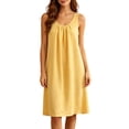 thumbnail image 2 of ZyeKqe Womens Nightgown Sleeveless Crewneck Chest Pleated Casual Sleep Shirts Lightweight Loose Comfy Midi Dress, 2 of 6