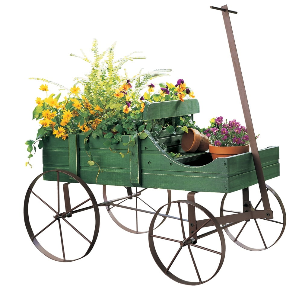 Amish Wagon Decorative Indoor Outdoor Garden Backyard Planter, Red by Collections Etc