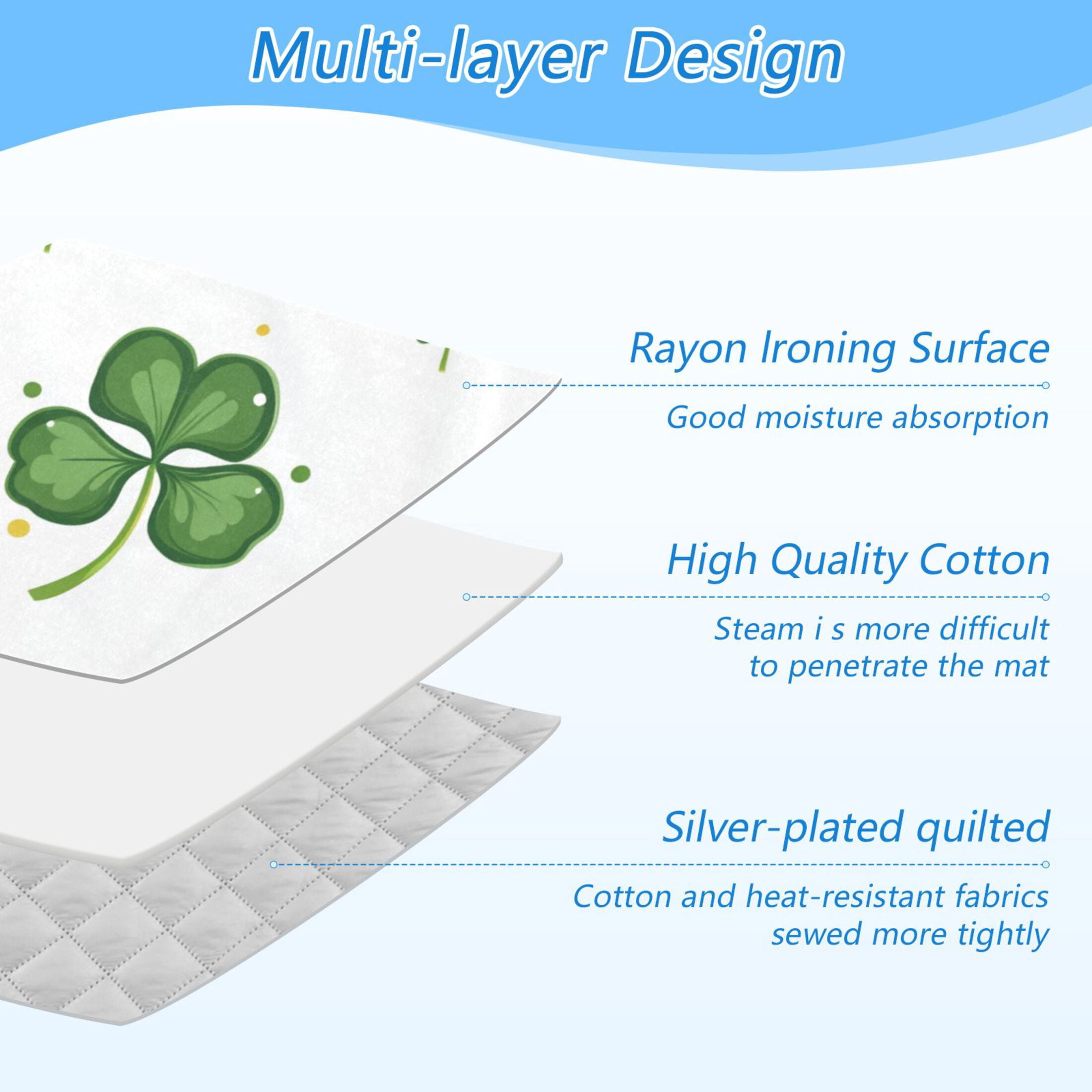 Clovers Dots St Patricks Day Ironing Mat Blanket Portable Travel Ironing Pad Heat Resistant Pad 47.2" x 27.6”
