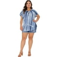 thumbnail image 3 of DARING DIVA Women's Plus Tye Dye Short Sleeves Blouse 1X Blue, 3 of 6