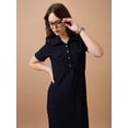 thumbnail image 6 of Globus Women Self Design Shirt Collar Pocket Detail Midi Sheath Workwear Dress, 6 of 6