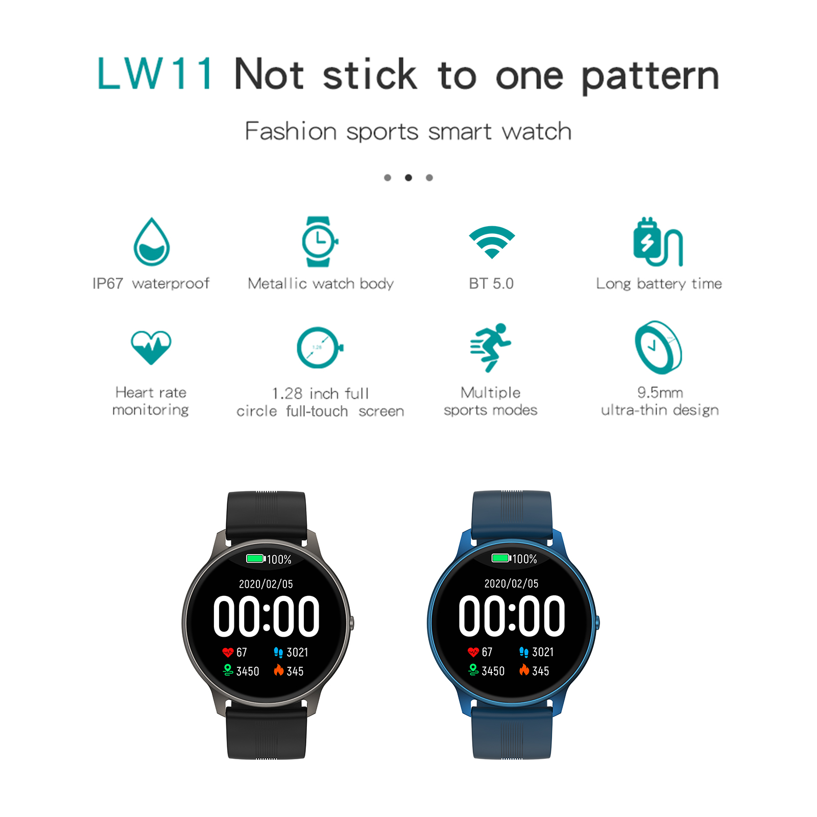 大人気 Lw11 Smart Watch Sports 1.28inch Tft Fulltouch Screen Bt5.0