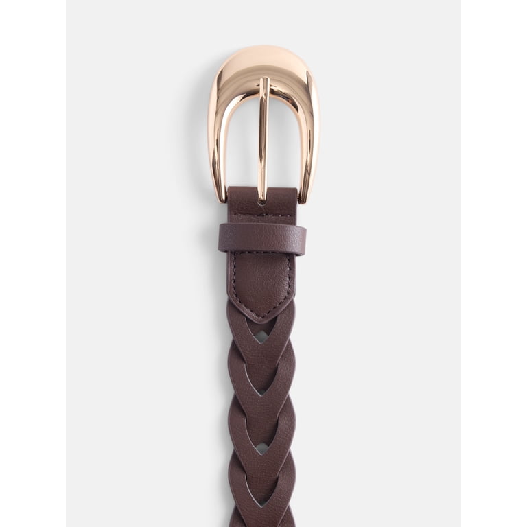 Scenario Women's Twisted Braid Belt, Dark Brown photo 3