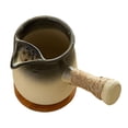 thumbnail image 3 of Tetera de cerámica con posavasos y asa lateral, tetera de porcelana Negro degradado, 3 of 9