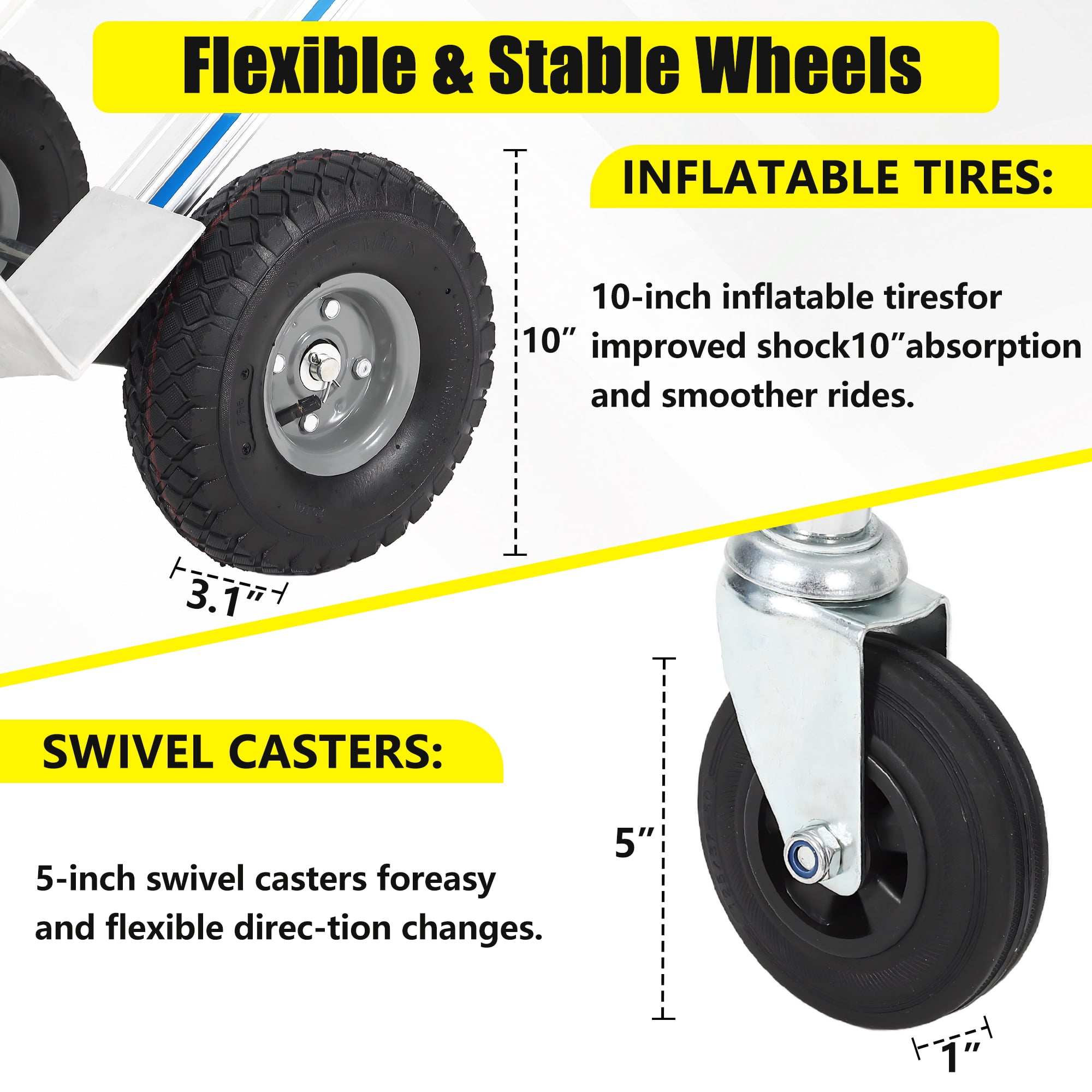 Huisuilinss Folding Hand Truck,Aluminum Convertible Hand Truck,Platform Truck Dolly Cart With 4 Wheel For Transport And Moving In Warehouse Supermarket Garden Grocery Office Home
