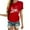 Red, variant on Valentine's Day Matching Couple Tops Short Sleeve Printed Blouse Set for Women and S