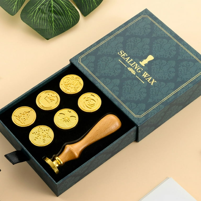 Wax Seal Stamp Kit Retro Creative Sealing Wax Stamp Maker Gift Box Set with  Vintage Classic,，G21407