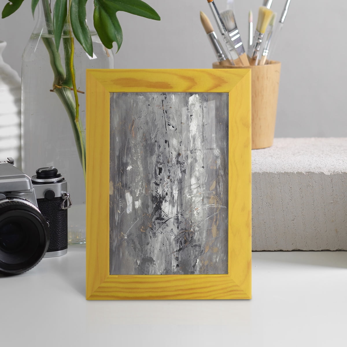 Ancient Marks I - Framed Print w/glass - Sunflower Yellow