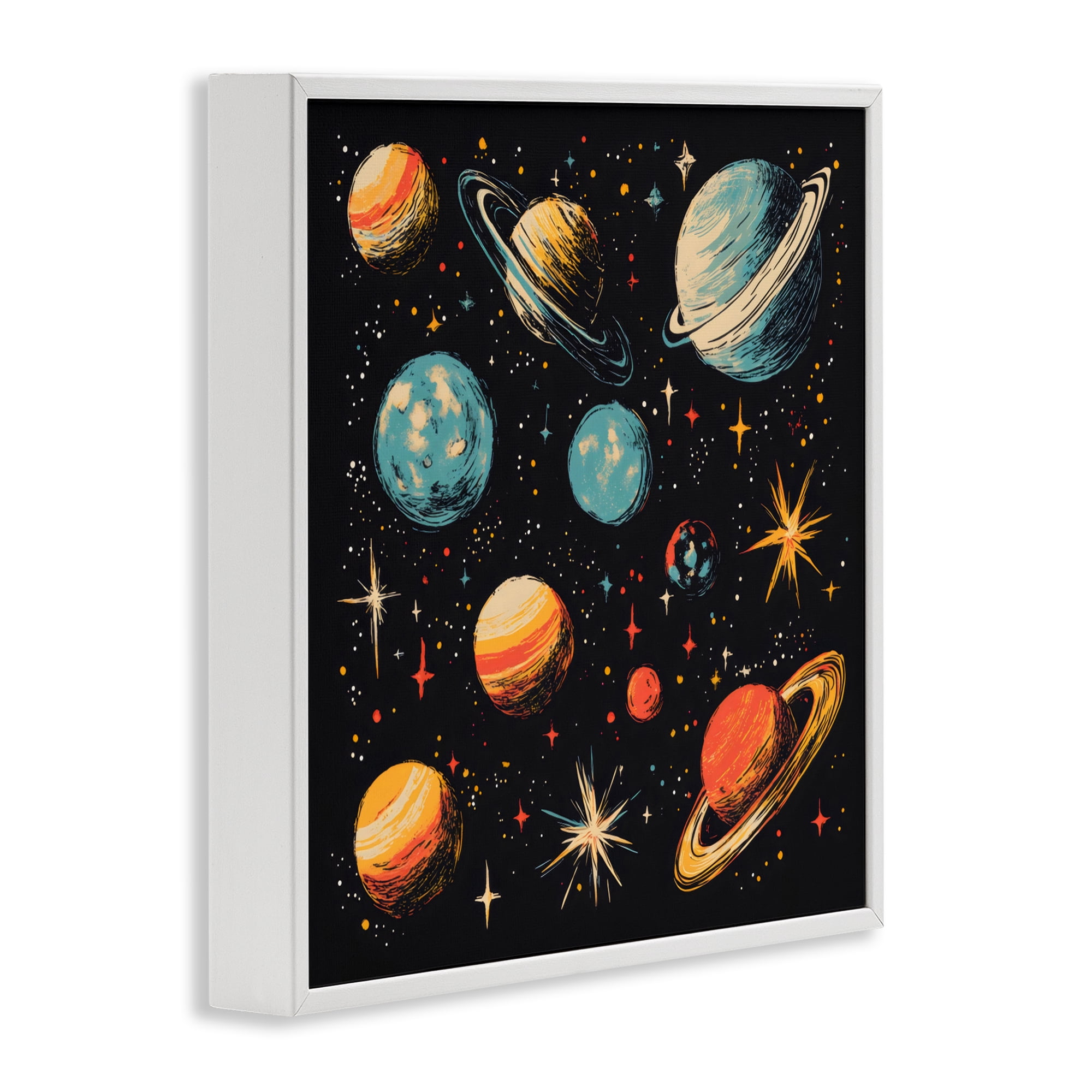 Stupell Industries Colorful Retro Planets White Framed Giclee Art, design by Creative Studio