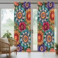 thumbnail image 5 of Outdoor Curtains for Patio Waterproof, Boho Teal Flower Outdoor Privacy Panels Grommet, Spring Bohemia Chic Red Yellow Floral Blackout Outside Curtains for Porch/Cabana 54"x95", 2 Panels, 5 of 8