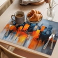 thumbnail image 3 of Blue Burnt Orange Placemats Set of 8,Cotton Linen Fabric Place Mats,Modern Oil Painting Geometric Abstract Washable Decorative Table Mats Protector for Home Kitchen Dining Wedding Party Coffee Tables, 3 of 9
