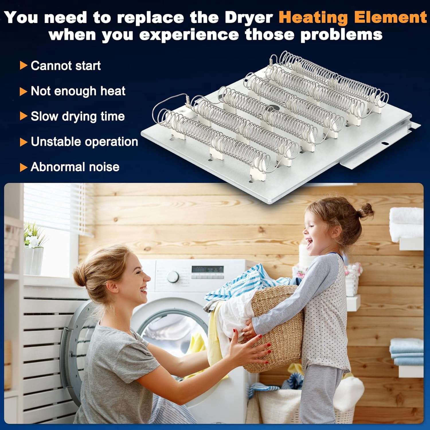 Dryer Heating Element 510329P 503978  for Speed Queen Maytag Magic Chef Amana, Replaces 503978 D518199 D518838P, Fits ADE4BRGS175TW01 ADE3SRGS173TW01