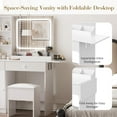 thumbnail image 6 of Yiwa White Vanity Desk with LED Lights & Charging Station – Makeup Table with Mirror, Drawers, Storage Stool & Power Outlets, Dressing Table for Bedroom, 6 of 8
