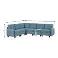 thumbnail image 4 of Lexicon Garren Textured 6-Piece Sectional with Storage in Blue, 4 of 8