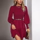 thumbnail image 4 of Mini vestido de mujer vestido corto fruncido de color puro cuello redondo transpirable cómodo para el verano para mujer ANGGREK Otros, 4 of 5