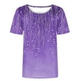 thumbnail image 4 of TKLPEHG Womens Dressy Tops Short Sleeve T Shirts Crew Neck Comfy Casual Loose Fashion Print Graphic Tee Summer Fashion Outfits (Purple,XXXXXL), 4 of 4