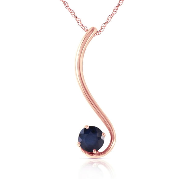 Galaxy Gold 14K Solid Rose Gold 16" Necklace with Natural Sapphire, 14"-24" Sizes, September Birthstone, Symbol of Wisdom