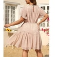thumbnail image 4 of Usmixi Formal Dresses for Women Party Vintage Elastic Waist Ruffle Swing Plus Size A Line Dresses Square Neck Short Sleeve Floral Summer Mini Dress Beige XXL, 4 of 7