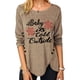 thumbnail image 2 of Blusa Estampado Cuello Redondo Dobladillo Irregular Botón Manga Larga Tops De Moda Para Mujer Albaricoque S, 2 of 5