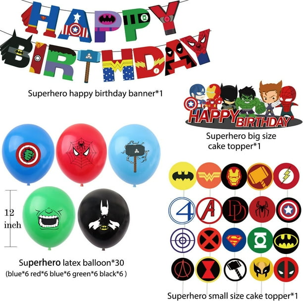 Los vengadores de Marvel, tema de Batman, suministros de decoración para fiesta de cumpleaños, Fondo de pared, globos de mesa, pastel, accesorios de Anime, niño, hogar zhangyuxiang LED