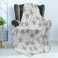 thumbnail image 4 of Floral Soft Flannel Fleece Throw Blanket, Doodle Flower Petals Swirly Branches Leaves Scrolling Blossoms Daisy Garden, Cozy Plush for Indoor and Outdoor Use, 50" x 60", Black and White, by Ambesonne, 4 of 5