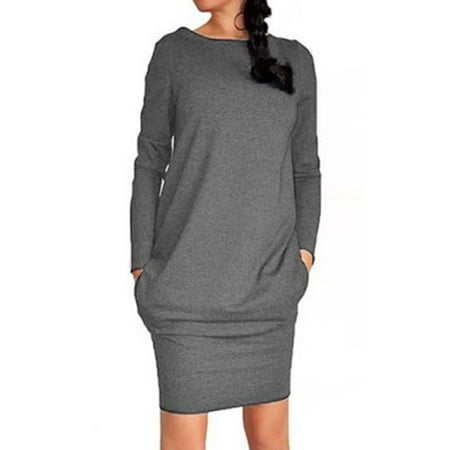 Womens Winter Sweatshirt Dress Ladies Hoodie Pullover Jumper Pockets  Sweater Top | Walmart Canada