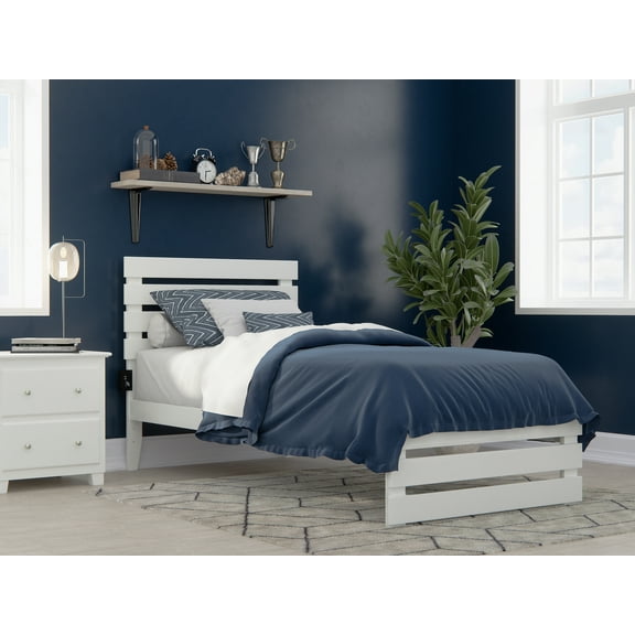 Oxford Twin Extra Long Bed with Footboard and USB Turbo Charger in White