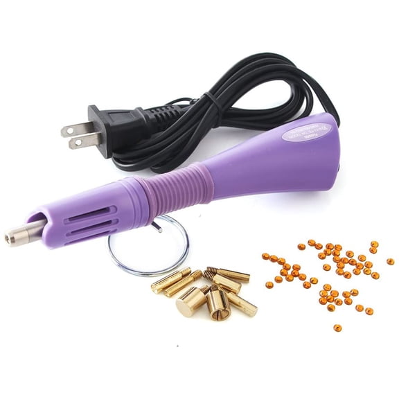 RVKXHD Hotfix Rhinestone applicator 7 in 1 Professional Iron-on Hot Fix Wand Crystal Gem Rhinestone Heat-fix Tool (Purple)