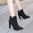 thumbnail image 5 of NOKIO Women'S Trendy Suede Ankle Booties Women's Autumn And Winter Pointed Toe Stiletto Suede Stitching Fashionable Thin Suede High Heel Short Boots Women'S Fashionable Sock Booties, 5 of 6