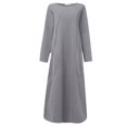 thumbnail image 5 of Women's Autumn Winter Loose Long Sleeve Plus Size Fleece Solid Color Casual Dress, Gray, Size XL, 5 of 5