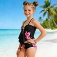 thumbnail image 6 of mgoYE Girl Swimsuit Size 14-16 Tankini Girls Bathing Suit Color-Block Adjustable Straps Bikini Sets Girls Two Piece Swimsuits with Chest Pad Swimwear(Black,13-14 Years), 6 of 7