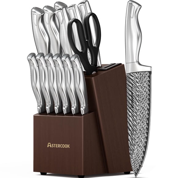 Juego de cuchillos Astercook de 15 piezas con bloque afilador incorporado