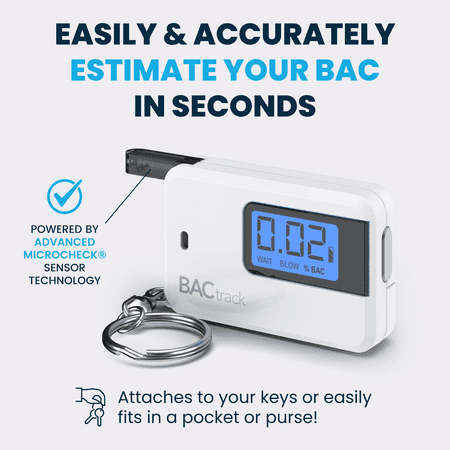 BACtrack Go Keychain Breathalyzer (White) | Ultra-Portable Pocket Keyring Alcohol Tester for Personal Use