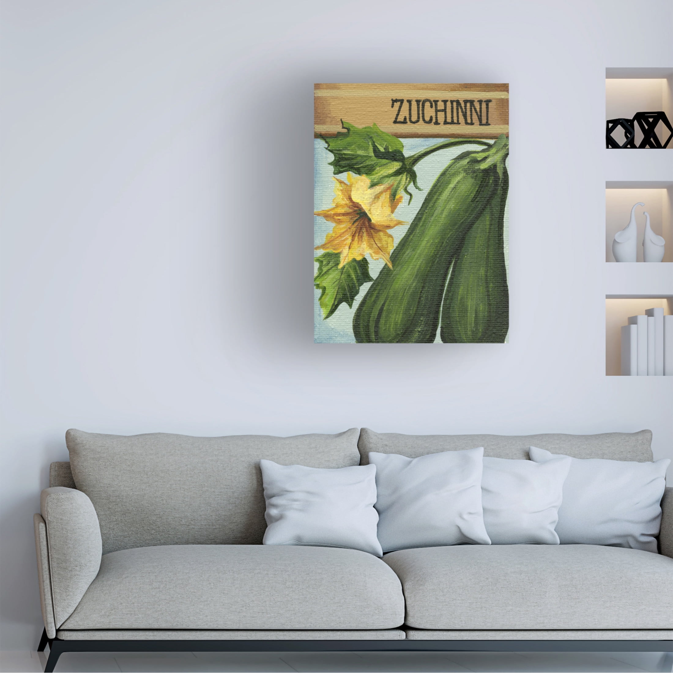 Canvas Wall Art - Debbi Wetzel 'Seed Packets 19 - Zuchinni' Wall Art for Living Room, Bedroom, or Office Décor by Trademark Fine Art - 35 x 47 Inches