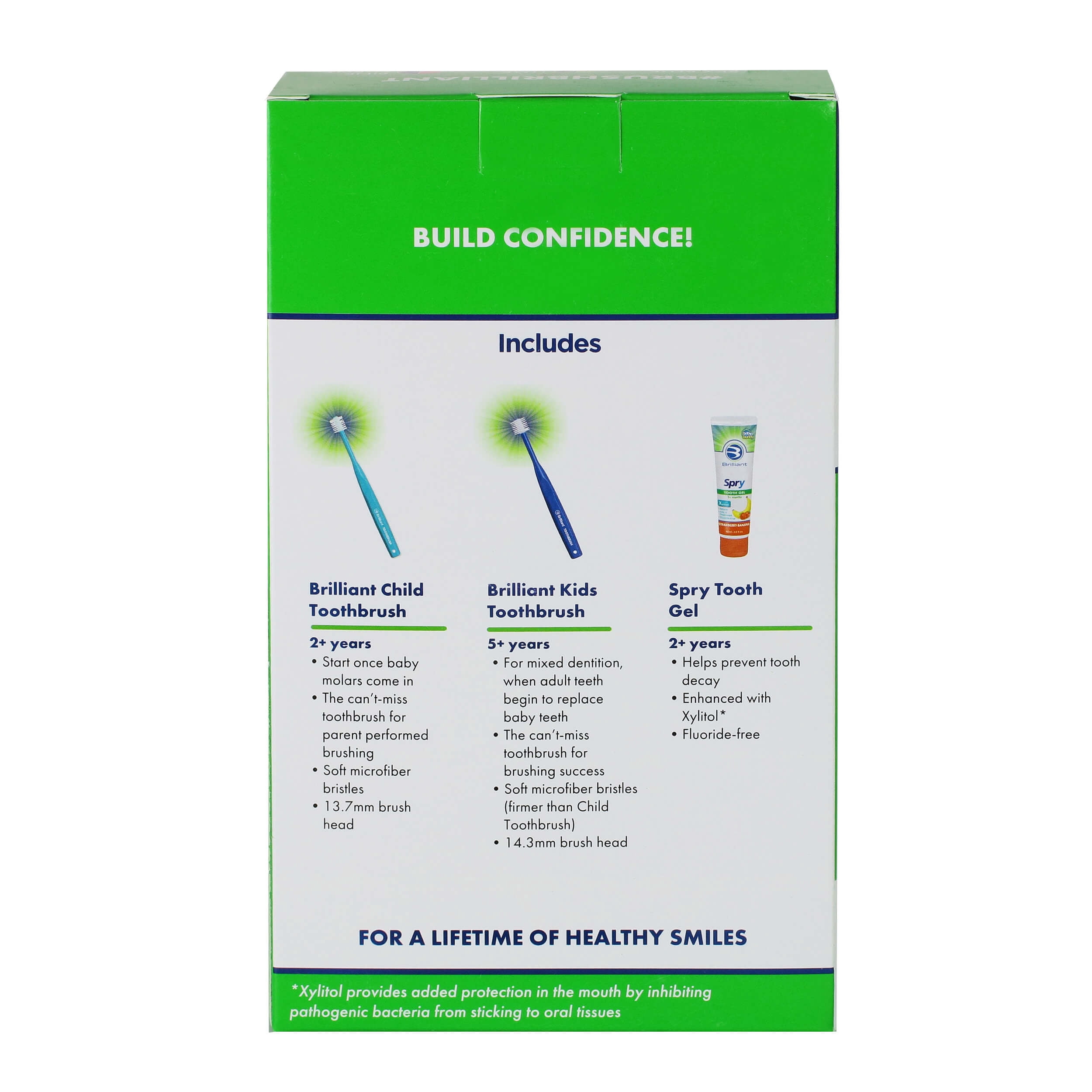 Brilliant Growing Kids Oral Care Kit: Round Head Soft Toothbrushes & Tooth Gel for Ages 2+ - Pink