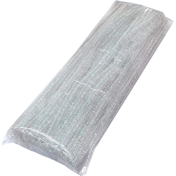 Craft Pipe Cleaners - White Sparkle - Pack of 50