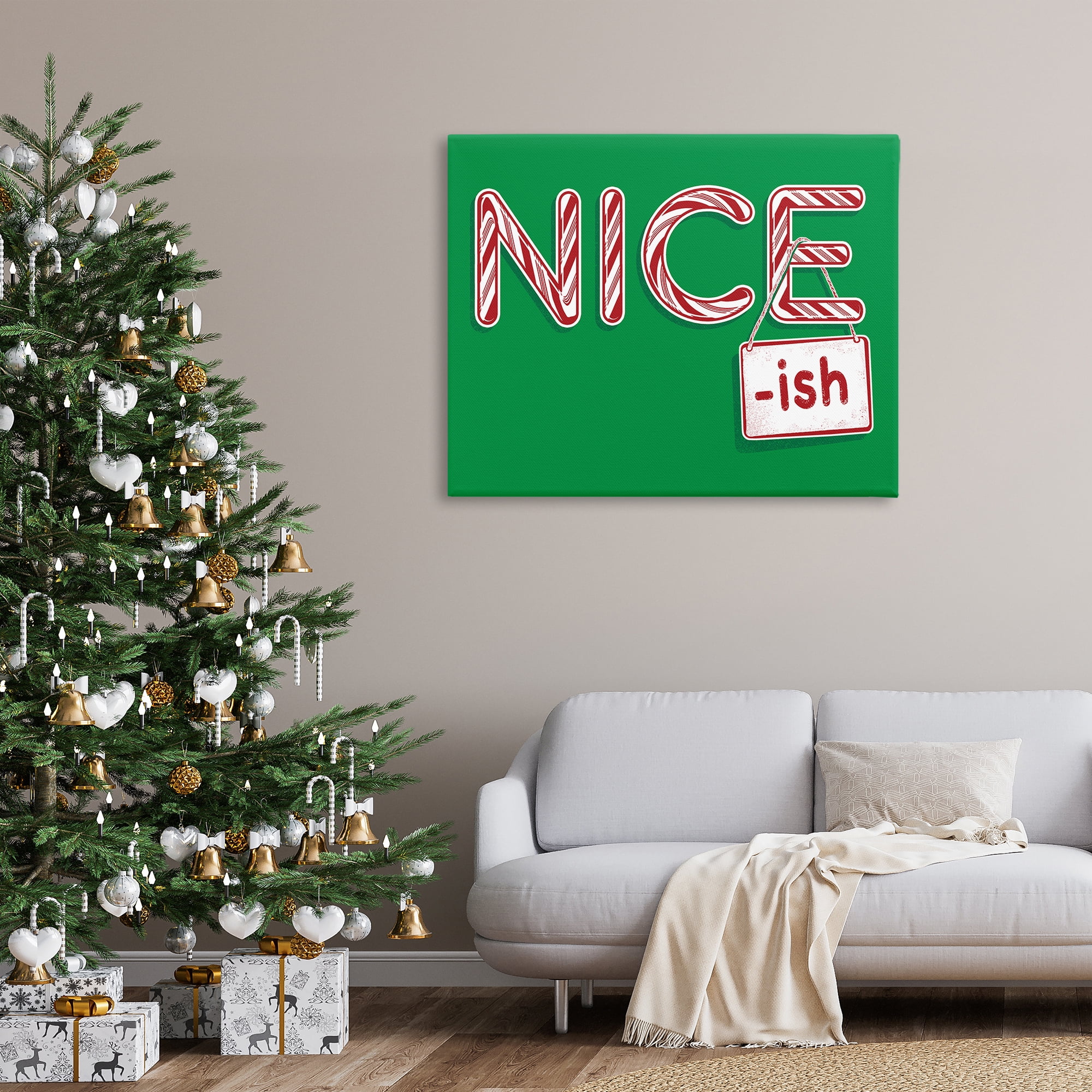 Stupell Industries Nice-Ish Holiday Humor Holiday Painting Gallery Wrapped Canvas Art Prints Wall Art, 48 x 36
