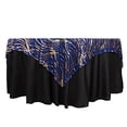 thumbnail image 2 of BalsaCircle 72x72 in Royal Blue Gold Wavy Embroidered Sequined Tulle Square Table Overlay Party Events Decorations Supplies, 2 of 8