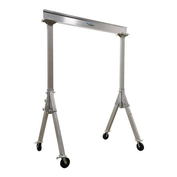 Vestil FHA-4-8-10-ALO 8 x 10 ft. 4000 lbs Capacity Aluminum Fixed Gantry Crane with Phenolic Locking Casters, Silver