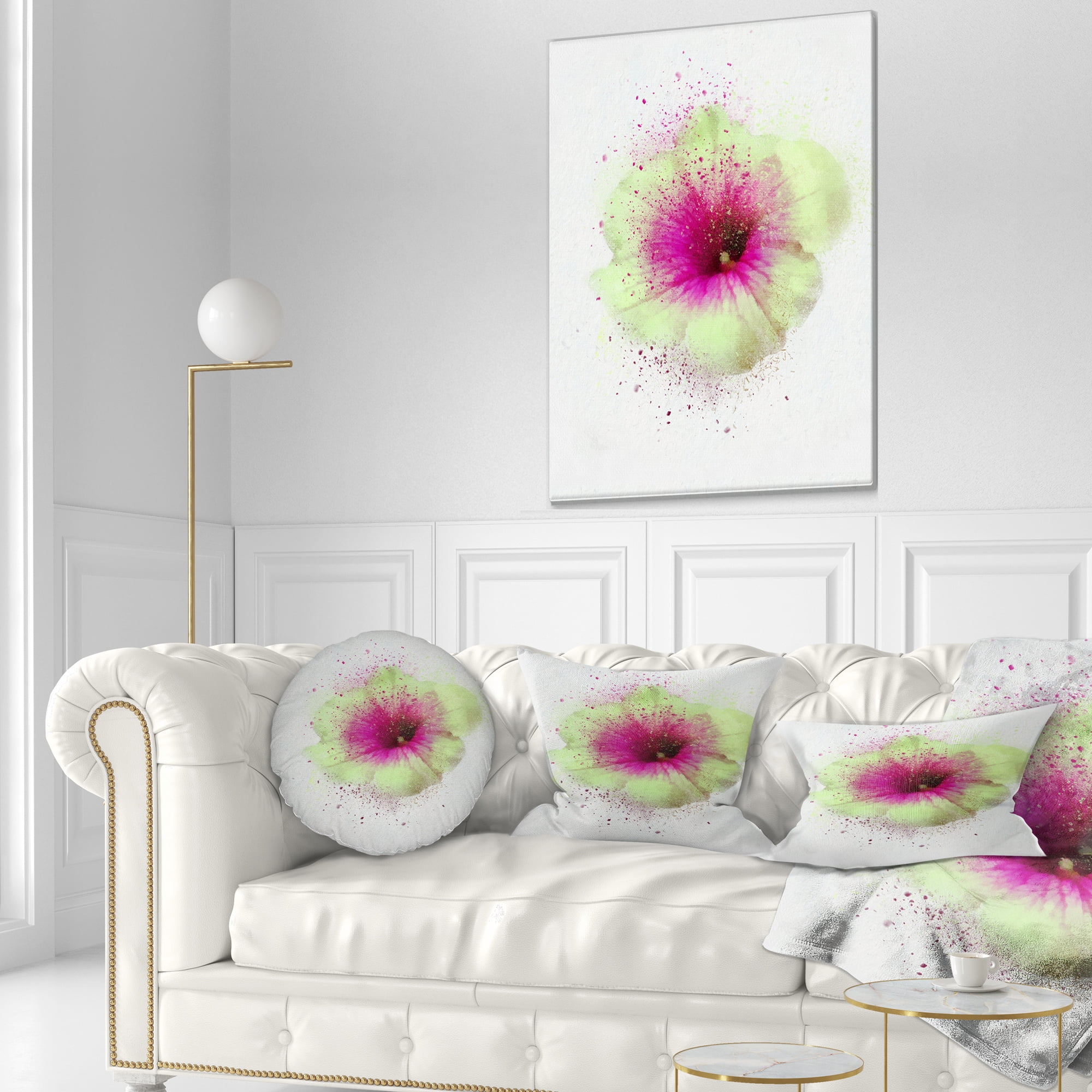 Designart Colorful Gentiana Alpina Watercolor - Floral Throw Pillow - 12x20