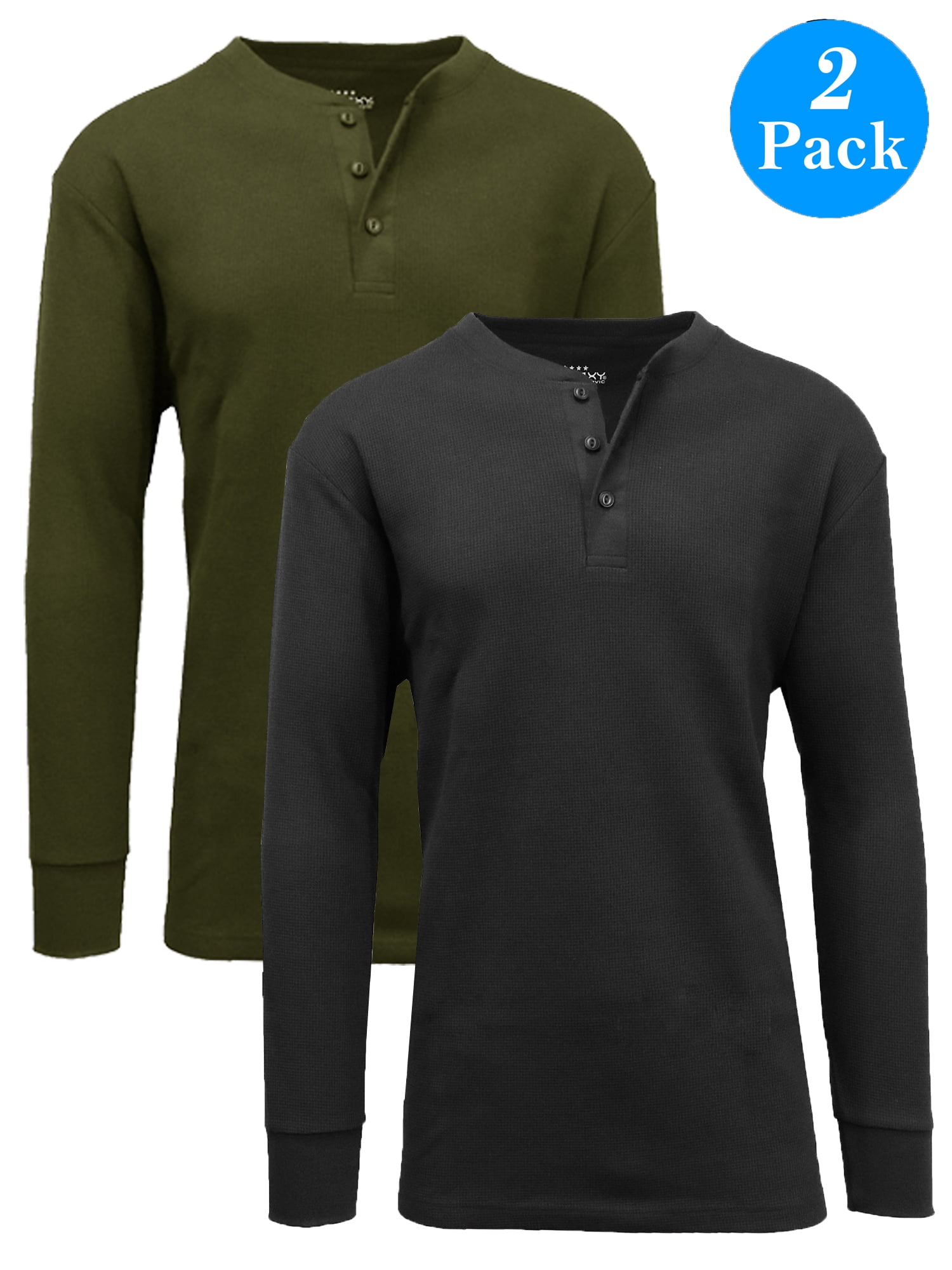 Mens WaffleKnit Thermal Henley Tees 2 Pack Walmart Canada