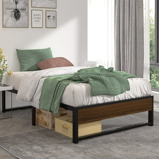 Allewie Black Twin Size 14 Inch Metal Platform Bed Frame Non Headboard Mattress Foundation With Slat Support Com 14 Inch Metal Platform Bed Frame, Sha Cerlin 14 Inch King Size Metal Platform Bed Frame