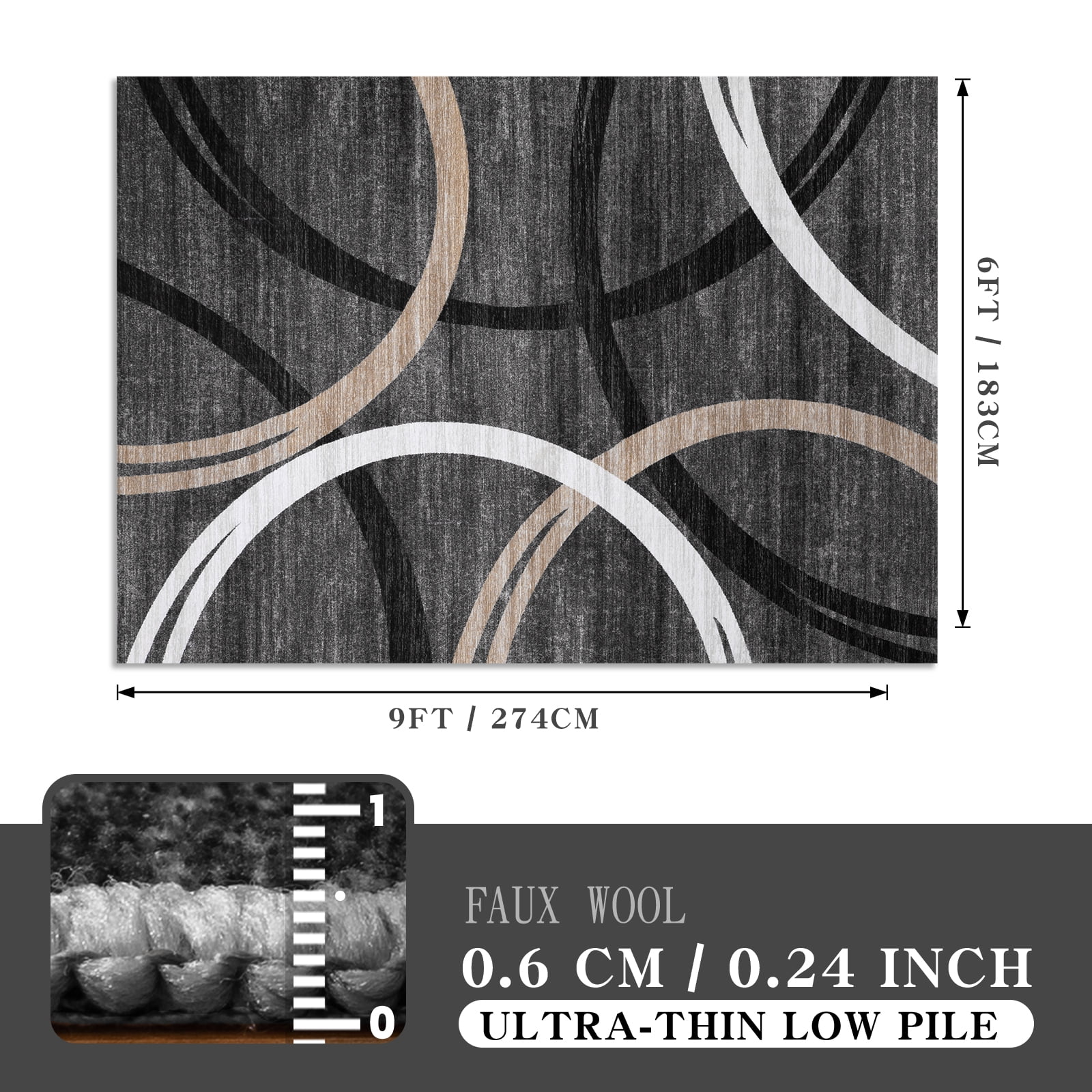 ChakmeOne 6x9 Washable Rug for Living Room Modern Abstract Area Rug Low Pile Non Slip for Home Office & High Traffic Areas