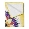 thumbnail image 2 of Yoga Soft Flannel Fleece Throw Blanket, Round Circle for Yoga Lotus Sitting Posture Peaceful Mind Workout Print, Cozy Plush for Indoor and Outdoor Use, 70" x 90", Yellow Purple Black, by Ambesonne, 2 of 5