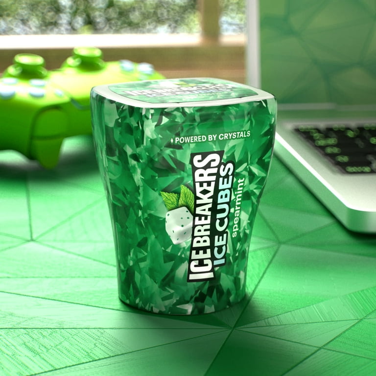 Ice Breakers Ice Cubes Spearmint Sugar Free Chewing Gum, Bottle 